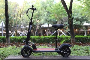 MicroHill Electric Scooter parking in a park